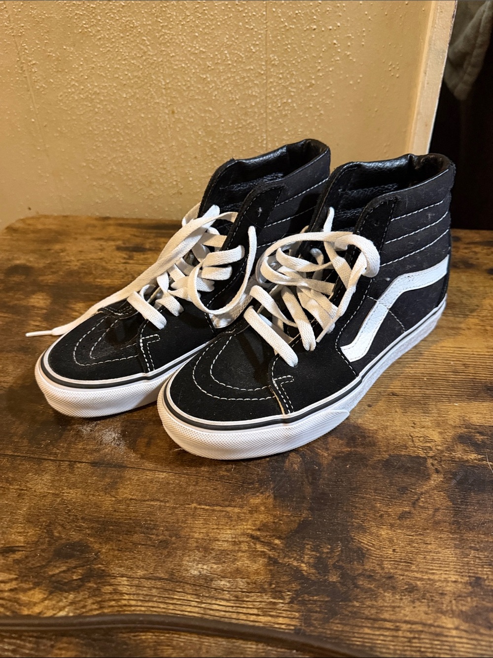 Vans Kids Black and White High-Top Skate Sneakers